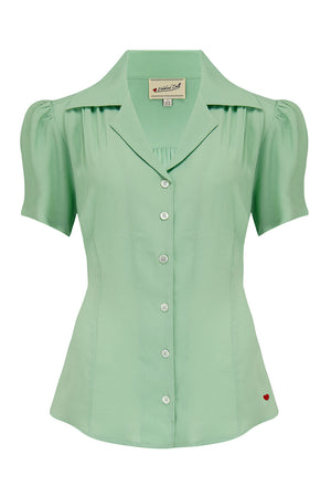 1940s Blouses, Tops, Shirts, Knitwear Gene Blouse in Mint Green £64.00 AT vintagedancer.com