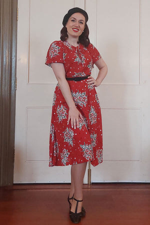 Joan A Line Skirt In Red Floral