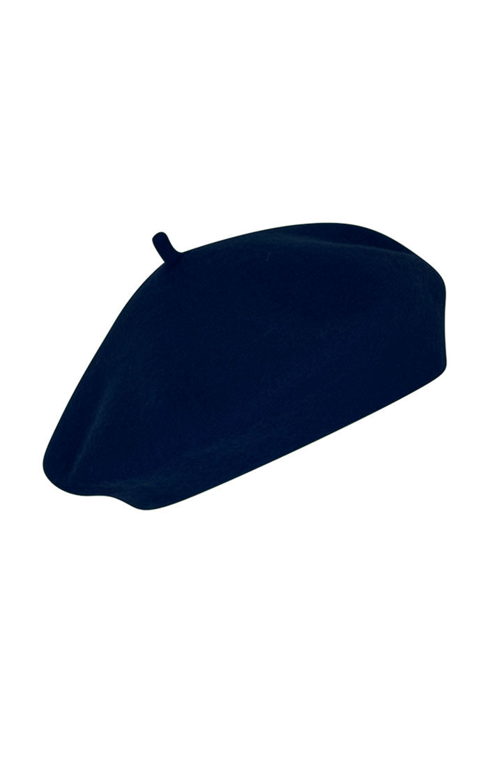 Pure Wool Beret Hat in Navy