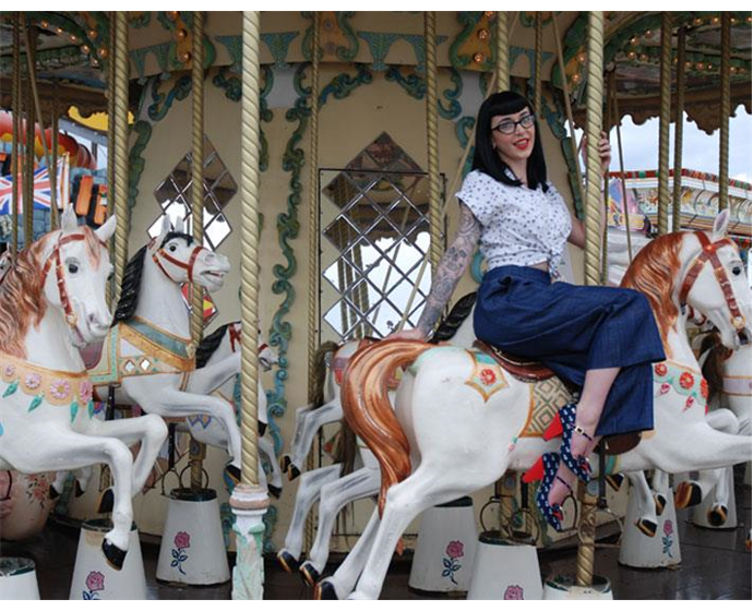 Denim Culottes and Bumble Bee Tops! Fun at the seaside with Weekend Doll.