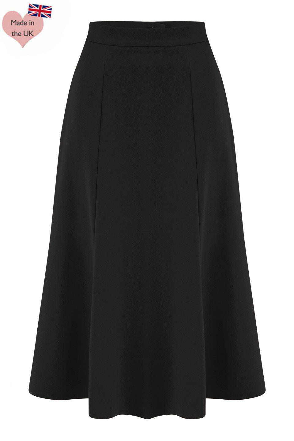 Black Vintage Inspired Below Knee Length Crepe Skirt  | 1930s and 40s Style | Weekend Doll  