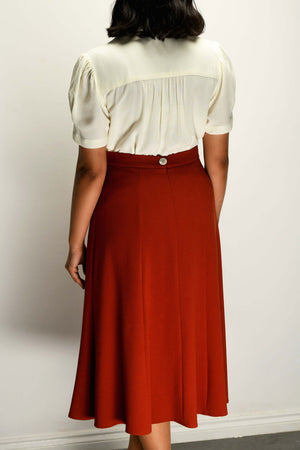 Rust Vintage Inspired Below Knee Length Crepe Skirt  | 1930s and 40s Style | Weekend Doll  