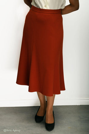 Rust Vintage Inspired Below Knee Length Crepe Skirt  | 1930s and 40s Style | Weekend Doll  