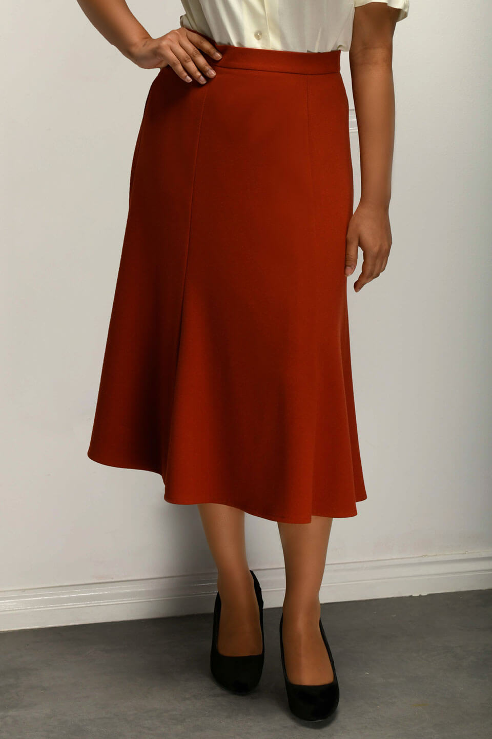 Rust Printed Midi Skirt main image 1