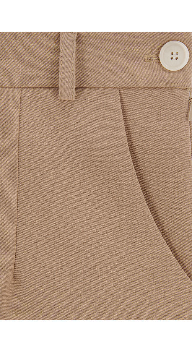 Tan High Waisted Wide Leg Trousers - 1930s & 40s style | Weekend Doll