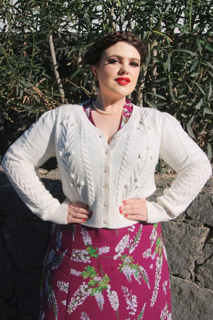 Vintage Inspired Merino Wool and Cotton Mix Cream Cardigan | 1940s Style | Weekend Doll