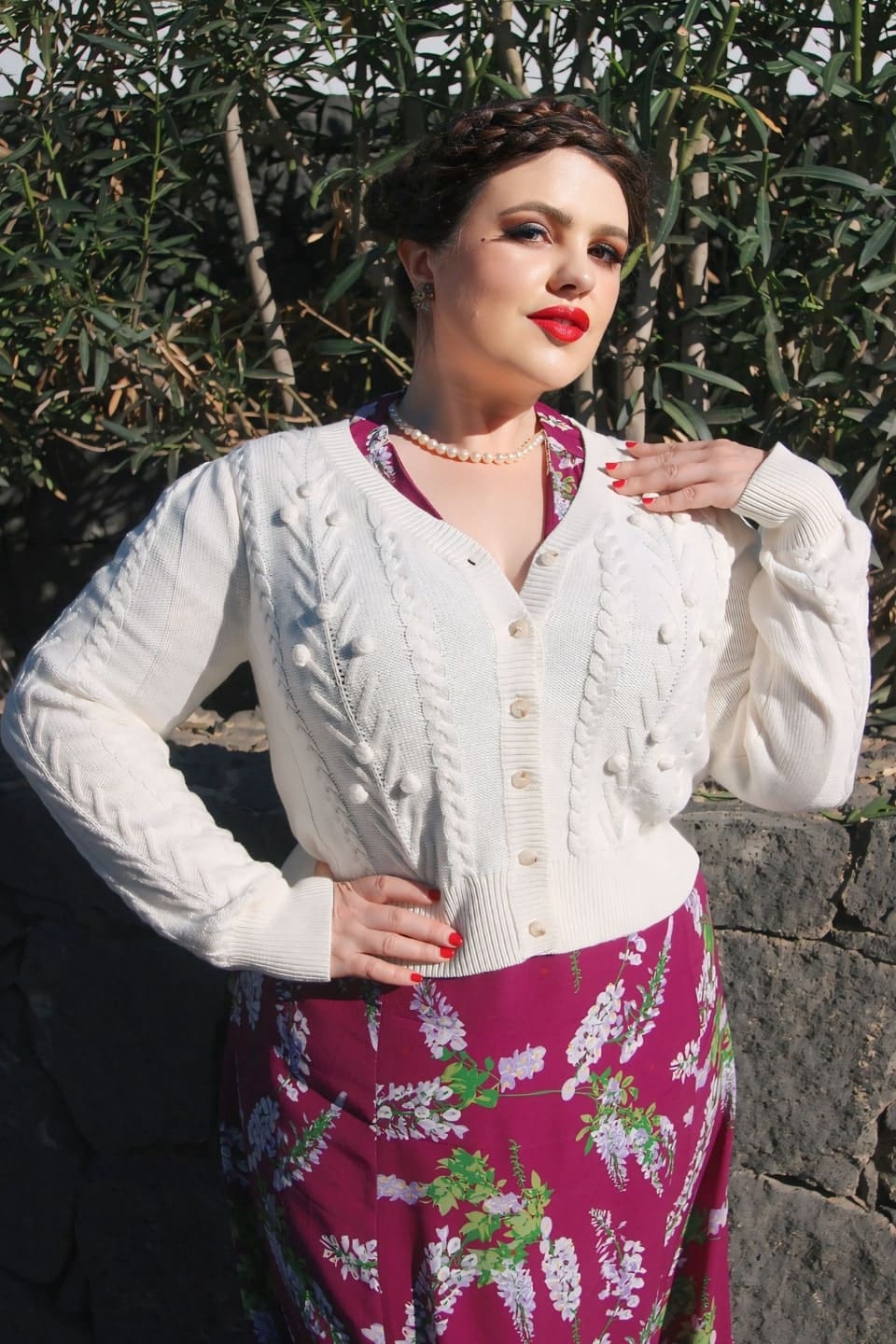 Vintage Inspired Merino Wool and Cotton Mix Cream Cardigan | 1940s Style | Weekend Doll