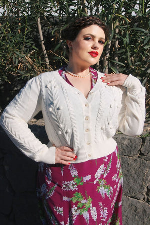 Vintage Inspired Merino Wool and Cotton Mix Cream Cardigan | 1940s Style | Weekend Doll