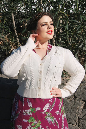 Vintage Inspired Merino Wool and Cotton Mix Cream Cardigan | 1940s Style | Weekend Doll