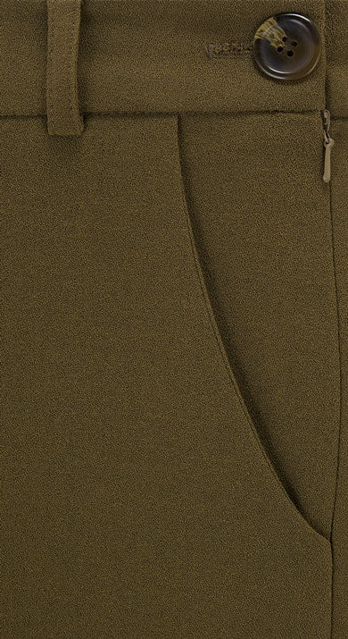 Khaki Crepe High Waisted Wide Leg Trousers - 1940s Katherine Hepburn style | Weekend Doll