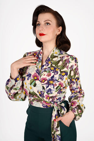 Vintage Inspired Grace Wrap Blouse In Tropical Print| 1940s and 50s Style | Weekend Doll 