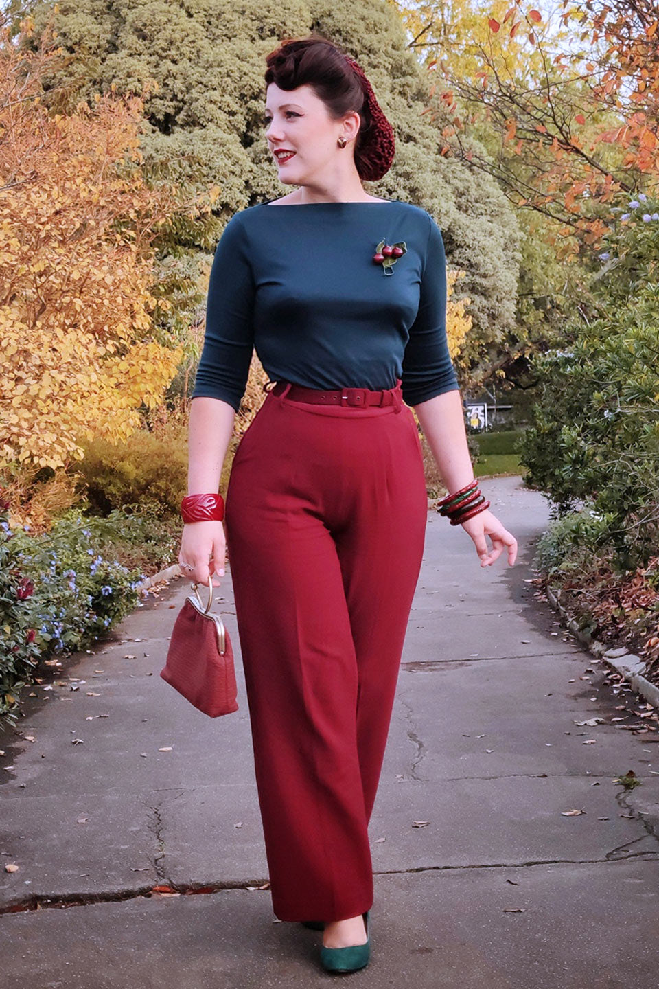 She Who Dares Retro 50s Style Top - Teal