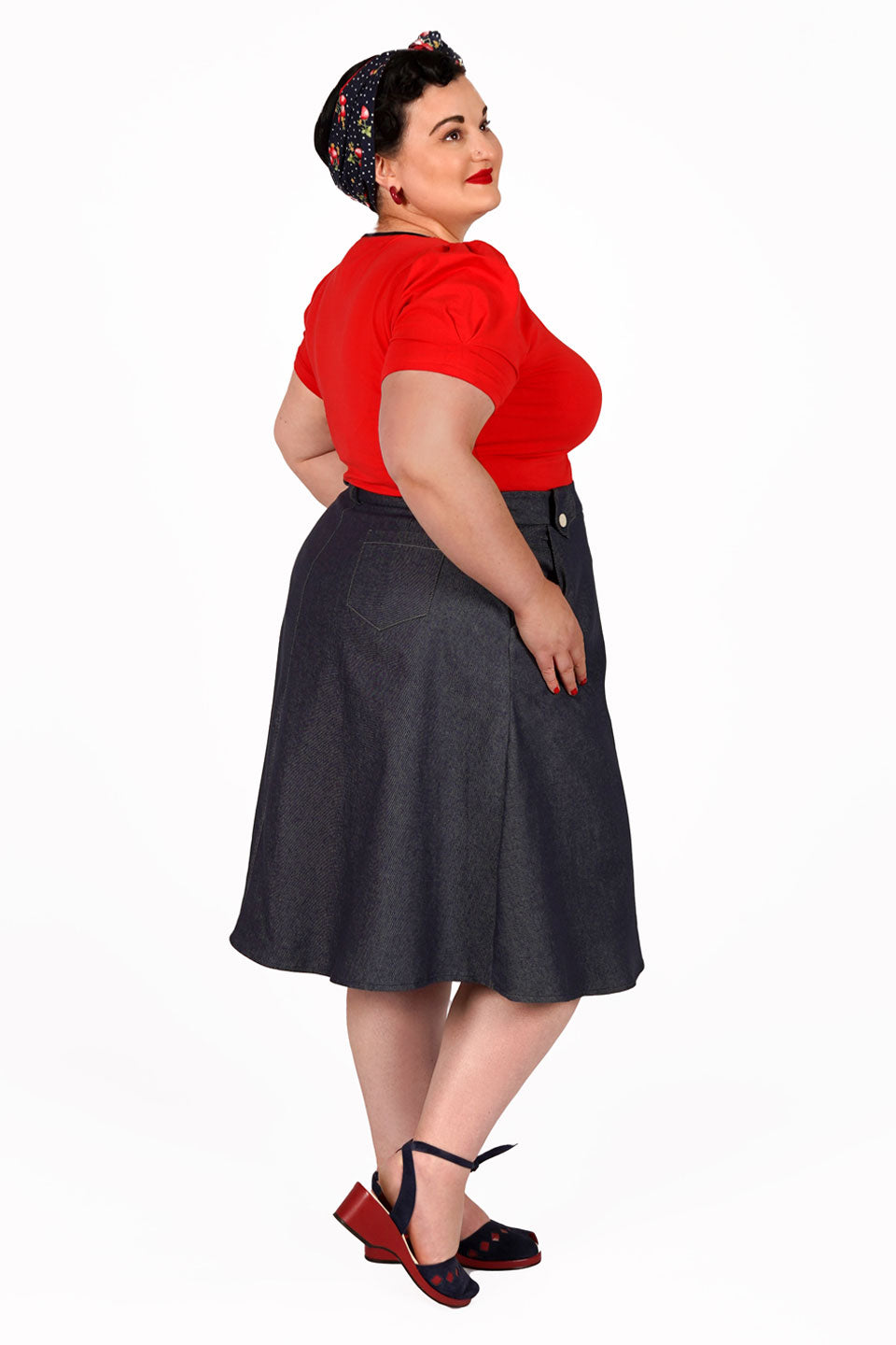 Retro Scoop Neck Red Jersey Top  | Retro Pin Up Style | Weekend Doll 