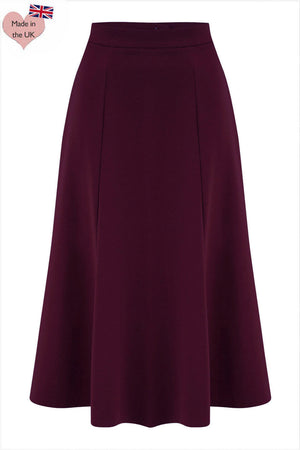 Aubergine Vintage Inspired Below Knee Length Crepe Skirt  | 1930s and 40s Style | Weekend Doll  