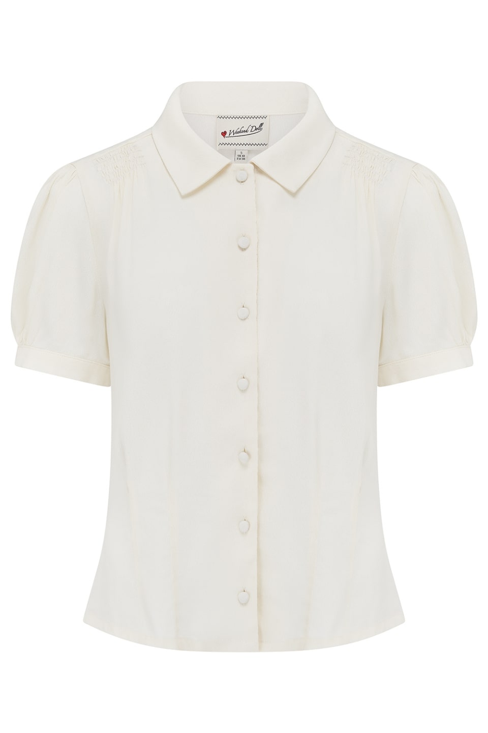 Half Sleeve Classic Blouse in Ivory, Made in Sustainable Viscose