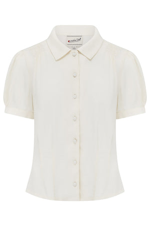 Half Sleeve Classic Blouse in Ivory, Made in Sustainable Viscose Crepe | 1940s Style | Weekend Doll