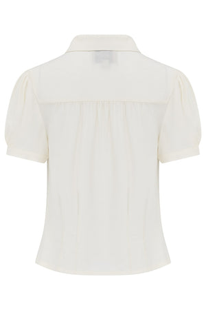 Half Sleeve Classic Blouse in Ivory, Made in Sustainable Viscose Crepe | 1940s Style | Weekend Doll