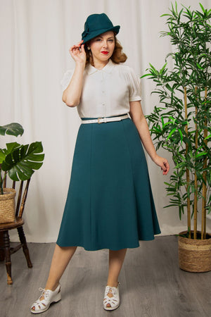 Half Sleeve Classic Blouse in Ivory, Made in Sustainable Viscose Crepe | 1940s Style | Weekend Doll  
