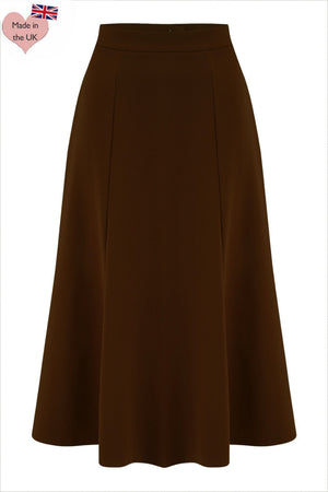 Brown Vintage Inspired Below Knee Length Crepe Skirt  | 1930s and 40s Style | Weekend Doll  