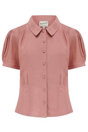Half Sleeve Classic Blouse in Rose, Made in Sustainable Viscose Crepe | 1940s Style | Weekend Doll