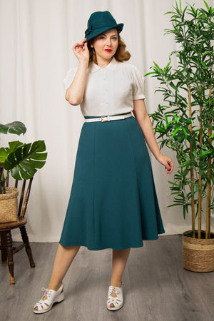 Half Sleeve Classic Blouse in Ivory, Made in Sustainable Viscose Crepe | 1940s Style | Weekend Doll