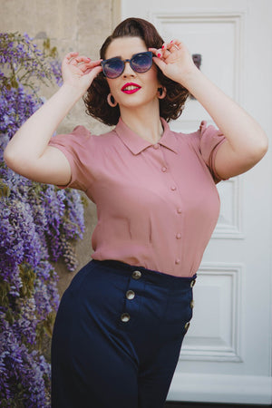 Half Sleeve Classic Blouse in Rose, Made in Sustainable Viscose Crepe | 1940s Style | Weekend Doll