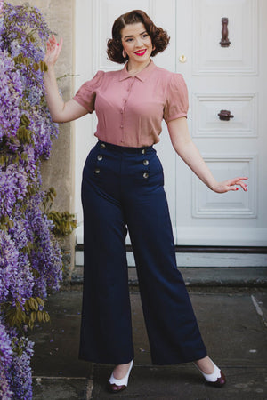 Half Sleeve Classic Blouse in Rose, Made in Sustainable Viscose Crepe | 1940s Style | Weekend Doll