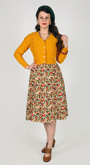 Vintage Inspired Berry Print Knee Length Tea Dress | 1930s & 1940s Style | Weekend Doll 