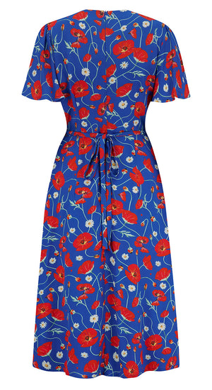 Vintage Inspired Poppy Print Knee Length Tea Dress | 1930s & 1940s Style | Weekend Doll 