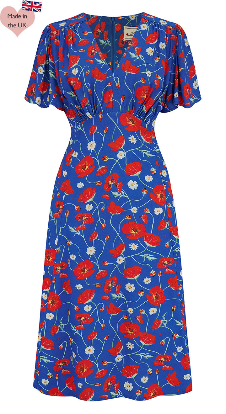 Vintage Inspired Poppy Print Knee Length Tea Dress | 1930s & 1940s Style | Weekend Doll 