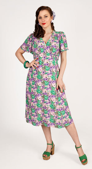 Vintage Inspired Poppy Print Knee Length Tea Dress | 1930s & 1940s Style | Weekend Doll 