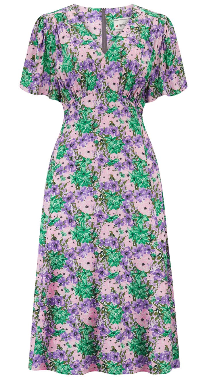 Vintage Inspired Poppy Print Knee Length Tea Dress | 1930s & 1940s Style | Weekend Doll 