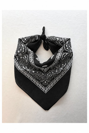 Black Classic Cotton Bandana – Vintage-Inspired Head Scarf & Neck Scarf | Weekend Doll 