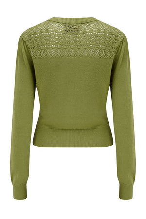Sage Green 1940s Cardigan with Lace Details – Carla Knit | Weekend Doll