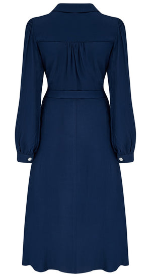 Claire Shirt Dress in Navy