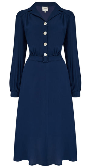 Claire Shirt Dress in Navy