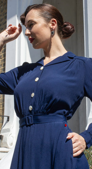 Claire Shirt Dress in Navy