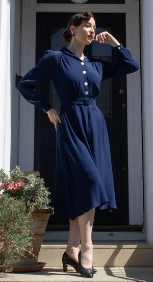 Claire Shirt Dress in Navy