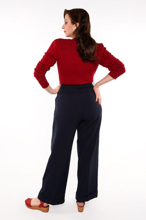Raspberry Red 1940s Cardigan with Lace Details – Carla Knit | Weekend Doll