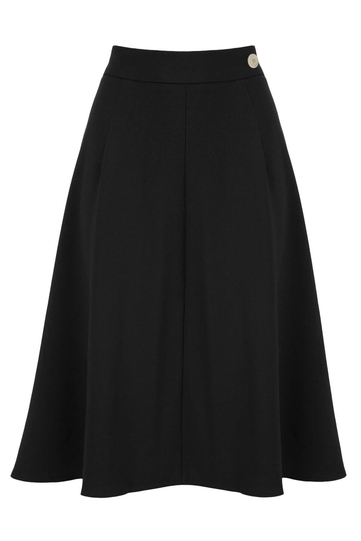 1940s style Knee-length A-line Skirt in Black | Weekend Doll  