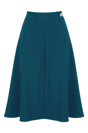 1940s style Knee-length A-line Skirt in Muted Teal | Weekend Doll  