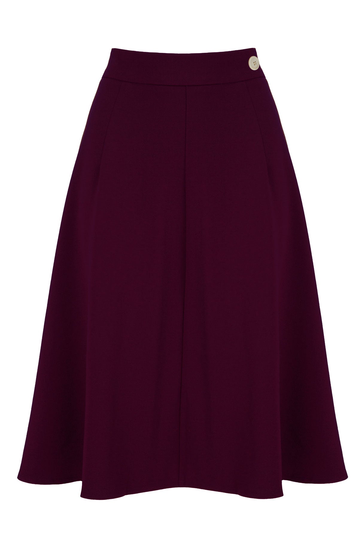 1940s style Knee-length A-line Skirt in Aubergine | Weekend Doll  