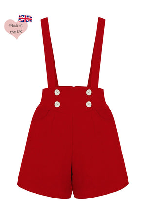 Retro Pin Up Style Sailor High Waisted Shorts In Red | Weekend Doll