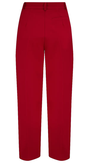 Red High Waist Tapered Ankle-Length Trousers with Press Creases | 1940s and 50s Style  | Weekend Doll 