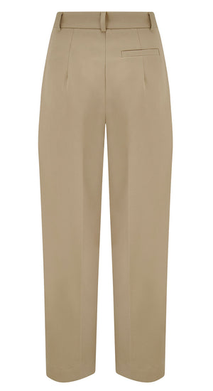 Tan High Waist Tapered Ankle-Length Trousers with Press Creases | 1940s and 50s Style  | Weekend Doll 