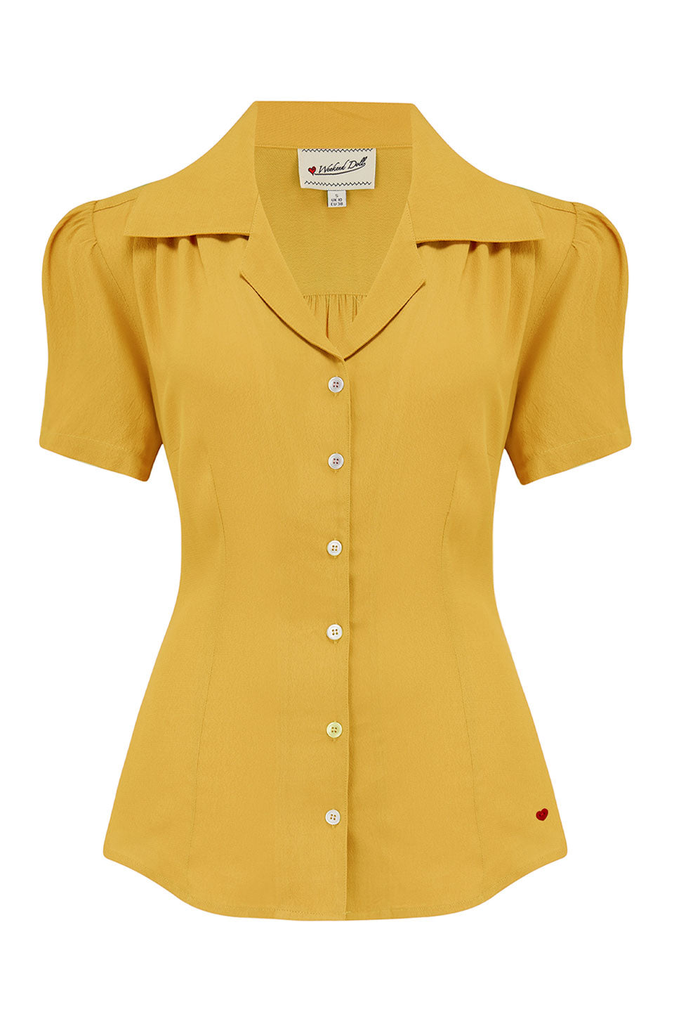 Half Sleeve Classic Blouse in Mustard, Made in Sustainable Viscose Crepe | 1940s Style | Weekend Doll 