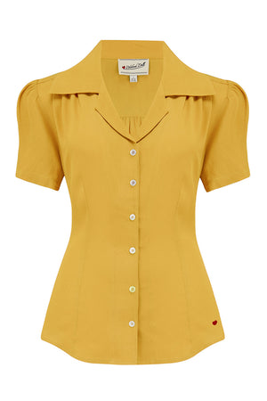 Half Sleeve Classic Blouse in Mustard, Made in Sustainable Viscose Crepe | 1940s Style | Weekend Doll 