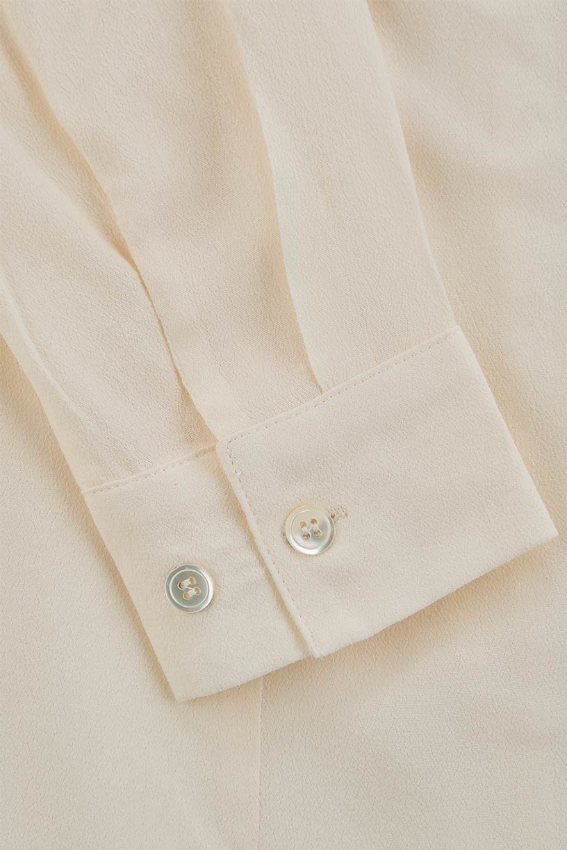 Long Sleeve Classic Blouse in Ivory, Made in Sustainable Viscose Crepe | 1940s Style | Weekend Doll  