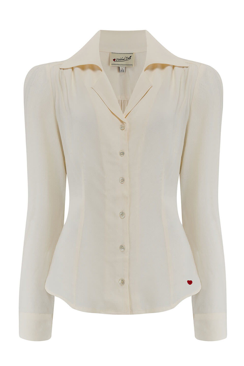 Long Sleeve Classic Blouse in Ivory, Made in Sustainable Viscose Crepe | 1940s Style | Weekend Doll  