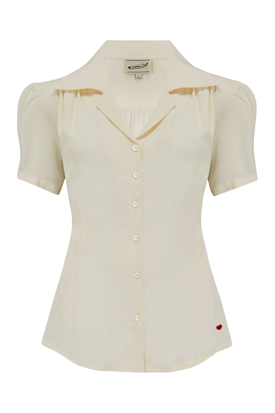 Half Sleeve Classic Blouse in Ivory, Made in Sustainable Viscose Crepe | 1940s Style | Weekend Doll  